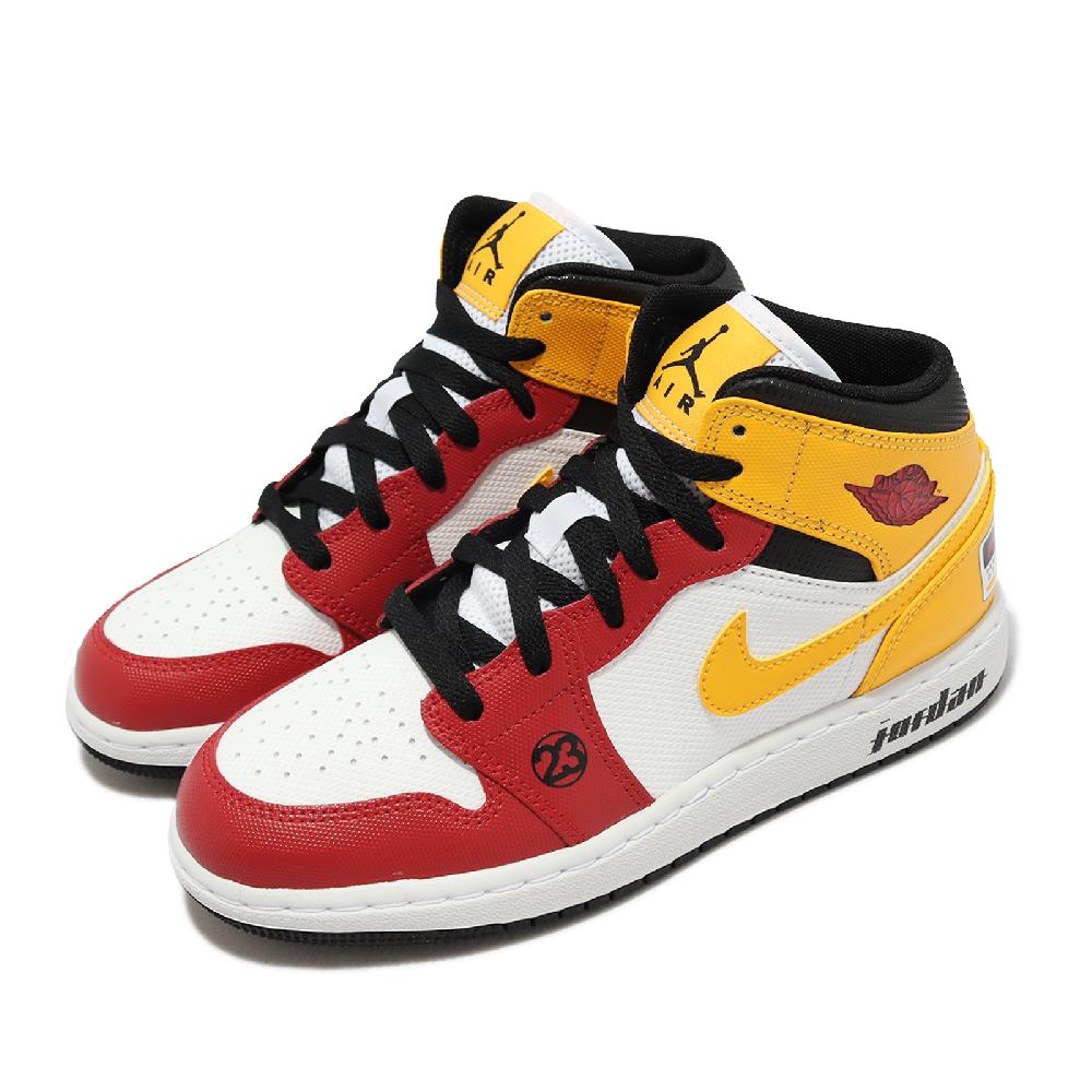 Nike 耐吉 休閒鞋 Air Jordan 1 Mid SE GS 大童 女鞋 紅 黃 Motorsports DJ0336-067