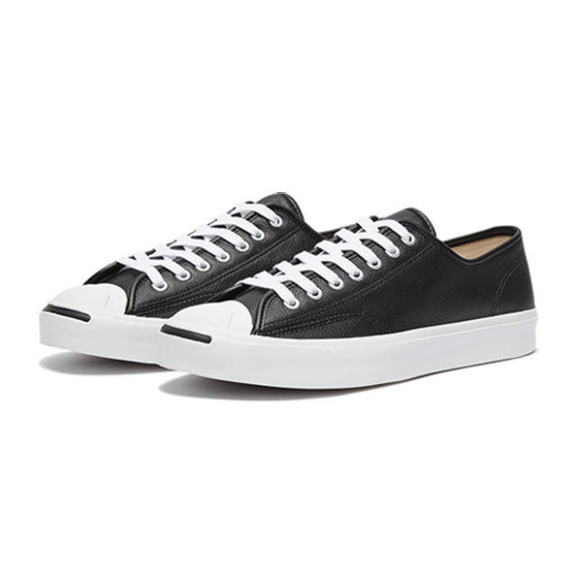 【CONVERSE】JACK PURCELL 休閒鞋 JP 開口笑 男鞋 女鞋 皮革 黑-164224C