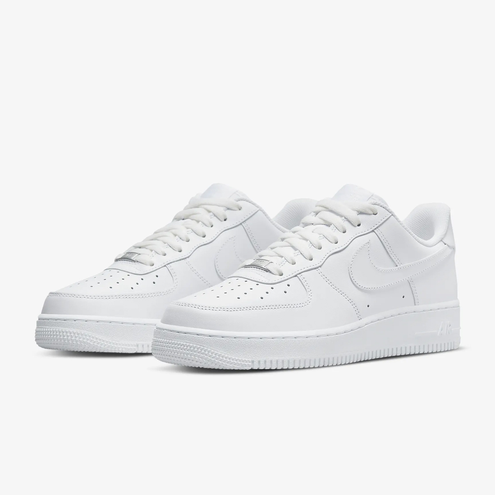 【NIKE】AIR FORCE 1 07 男鞋 休閒鞋 全白 皮革 AF1 低筒-CW2288111