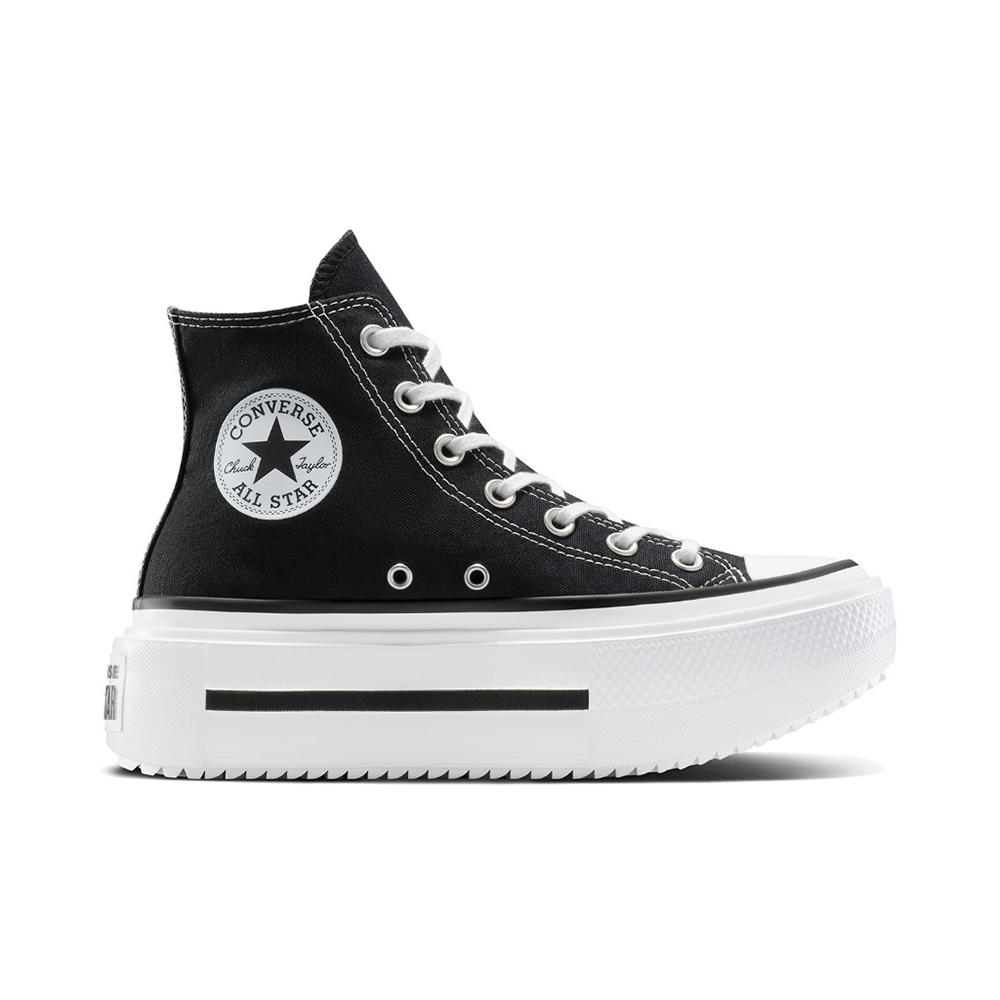 【CONVERSE】匡威 CTAS LIFT DOUBLE STACK HI 男女鞋 帆布鞋 休閒鞋 厚底 高筒 黑(A12975C)