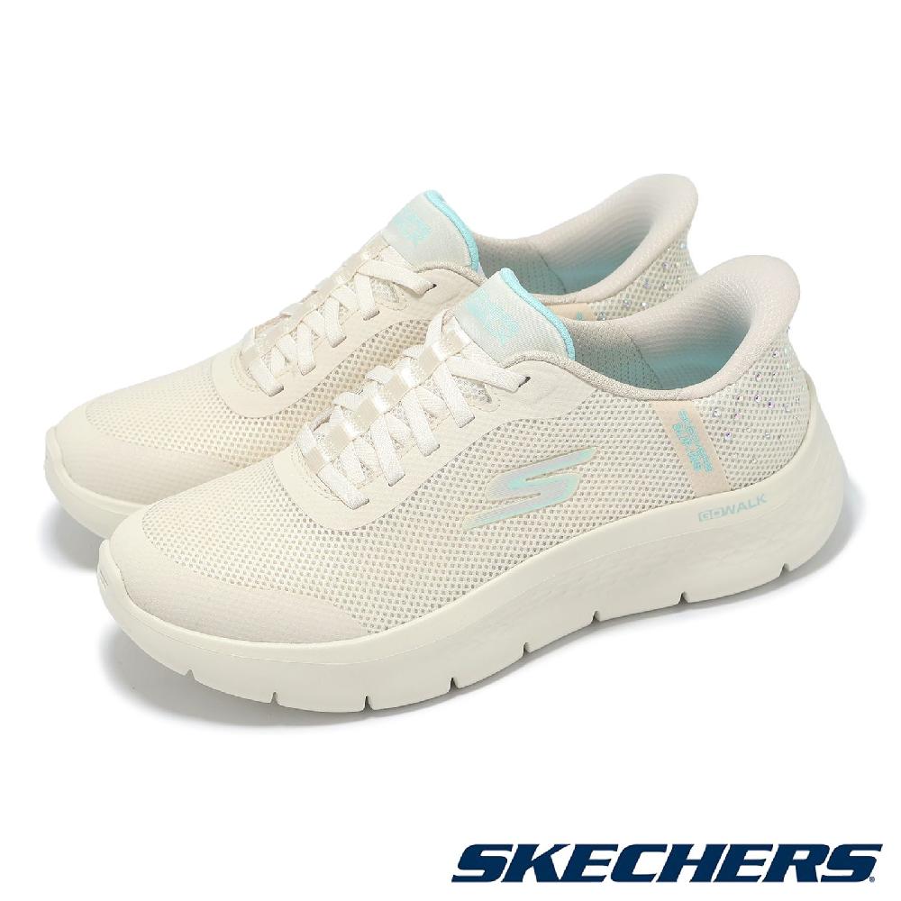 懶人鞋 Go Walk Flex Slip-Ins 女鞋 米白 藍 瞬穿科技 緩衝 輕量 健走鞋 125502NAT