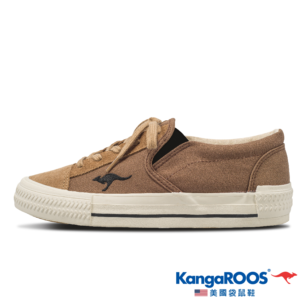 【KangaROOS 美國袋鼠鞋】女 CARLO 微解構 簡約個性 懶人鞋 帆布鞋 (咖啡-KW21263)