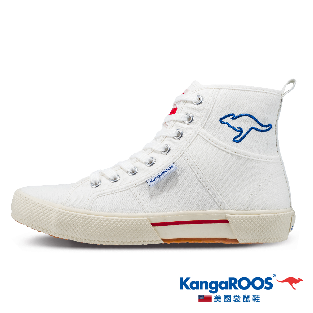 【KangaROOS 美國袋鼠鞋】女 RIPPERS 高筒帆布鞋 (白-KW11411)