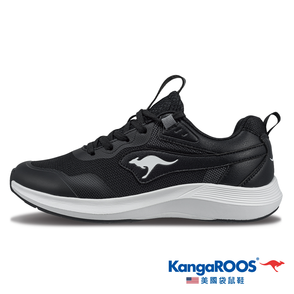 【KangaROOS 美國袋鼠鞋】女 RUN FLOW 超輕量跑鞋 機能運動 慢跑鞋 (黑/白-KW32150)