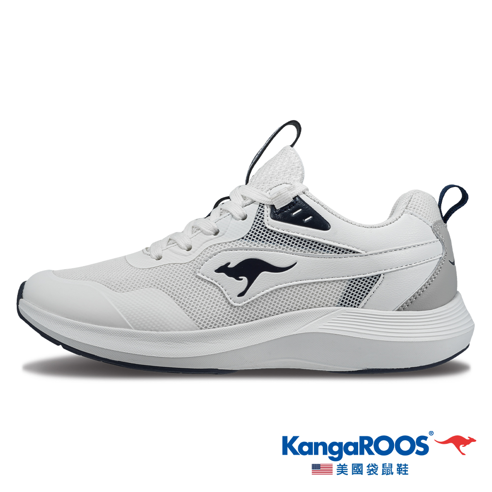 【KangaROOS 美國袋鼠鞋】女 RUN FLOW 超輕量跑鞋 機能運動 慢跑鞋 (白/灰-KW32159)
