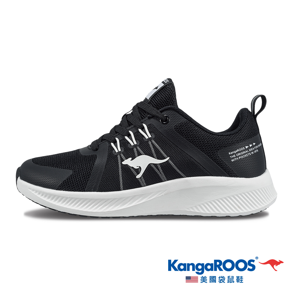【KangaROOS 美國袋鼠鞋】女鞋 RUN HOVER 透氣輕量跑鞋 運動鞋(黑-KW32140)