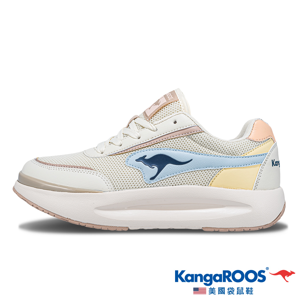 【KangaROOS 美國袋鼠鞋】女 BREAK 厚底貝果鞋 機能運動 厚底增高(卡其/藍/黃-KW41271)
