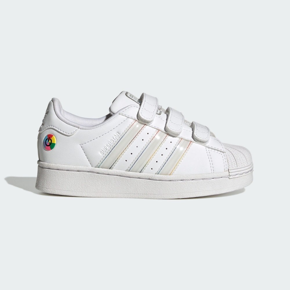 【ADIDAS】SUPERSTAR LED LIGHTS CF C 休閒鞋 中大童 童鞋 白色 燈鞋 魔鬼氈-JI0509