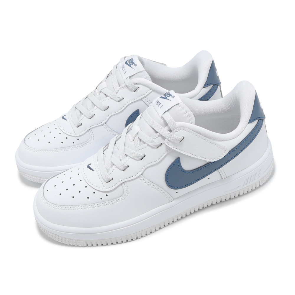 休閒鞋 Force 1 Low EasyOn PS 中童 童鞋 白 藍 魔鬼氈 小白鞋 FN0237-110