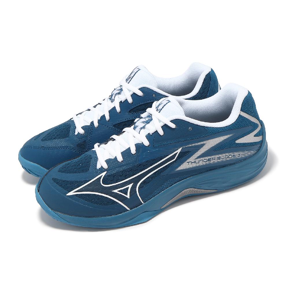Mizuno 美津濃 排球鞋 Thunder Blade Z 男鞋 女鞋 藍 白 入門款 緩衝 室內運動 羽排鞋 V1GA2370-22