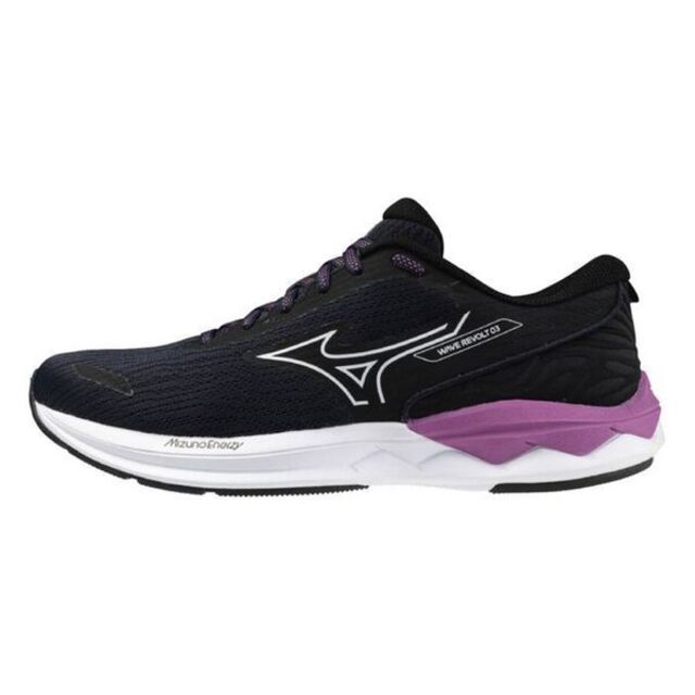Mizuno Wave Revolt 3 [J1GD248123 女 慢跑鞋 運動 休閒 入門款 跑鞋 緩震 黑 紫