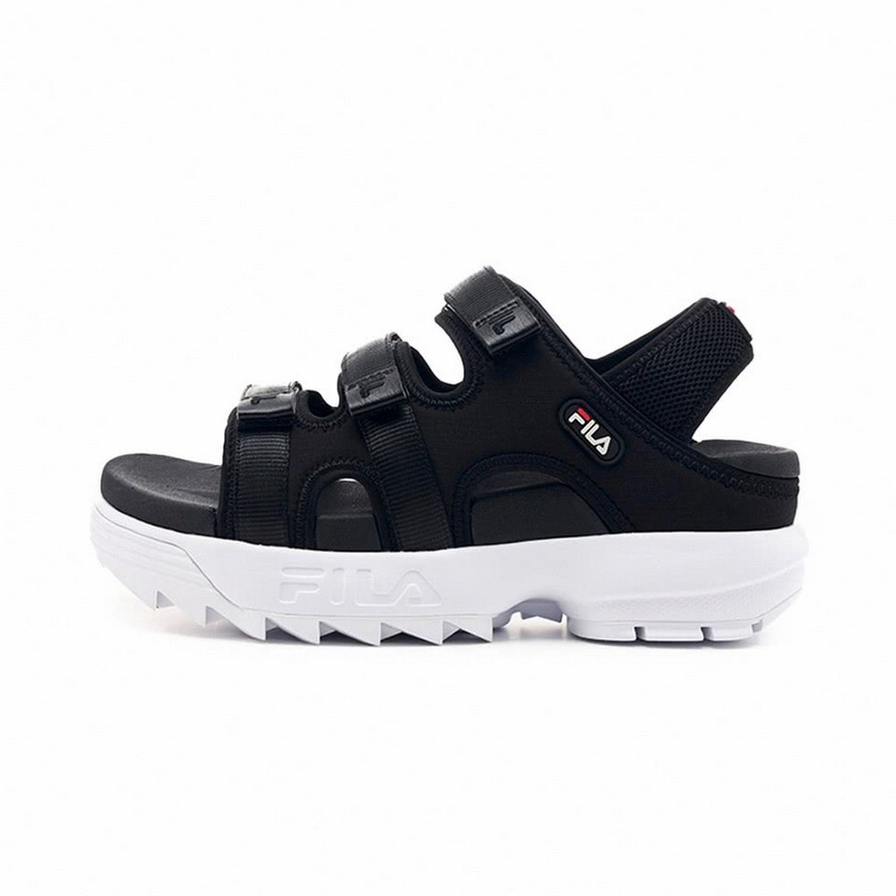 【FILA】Disruptor SD Puffy 休閒鞋 女鞋 厚底涼鞋 黑色-5S138Y013