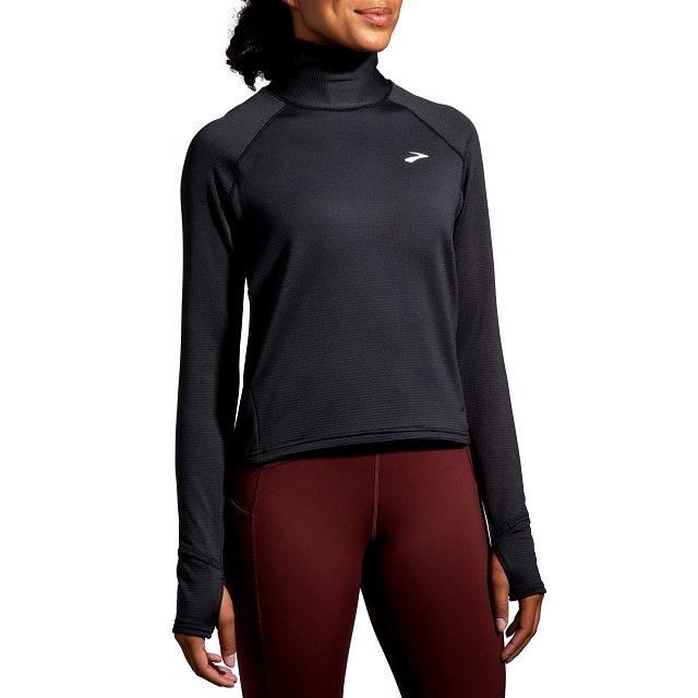 BROOKS 女 Notch 保暖長袖上衣 2.0 經典黑(221567001)
