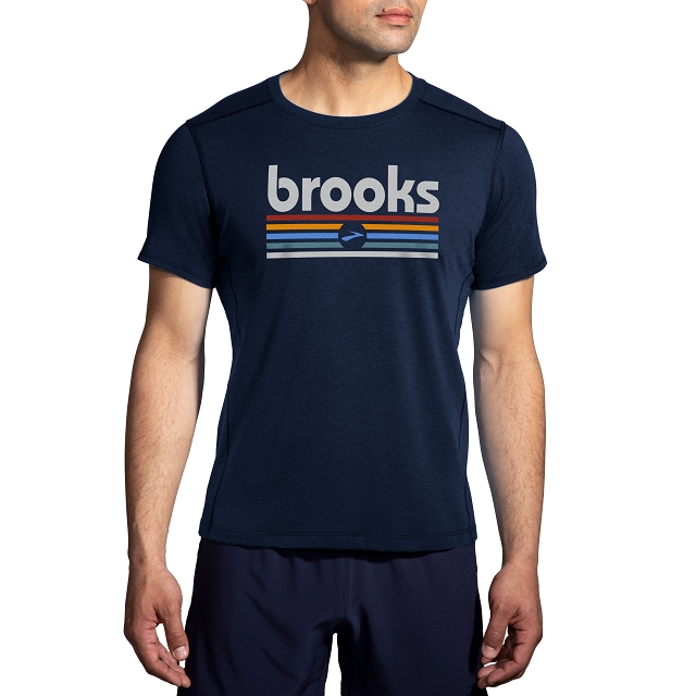 BROOKS 男 距離短袖上衣 2.0_海軍藍/BR軌跡線條(211453496)