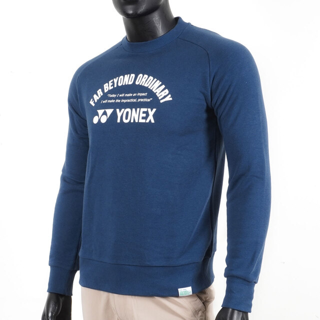 Yonex [30072AEX170 男 長袖 上衣 大學T 運動 休閒 防靜電 棉質 圓領 舒適 午夜藍