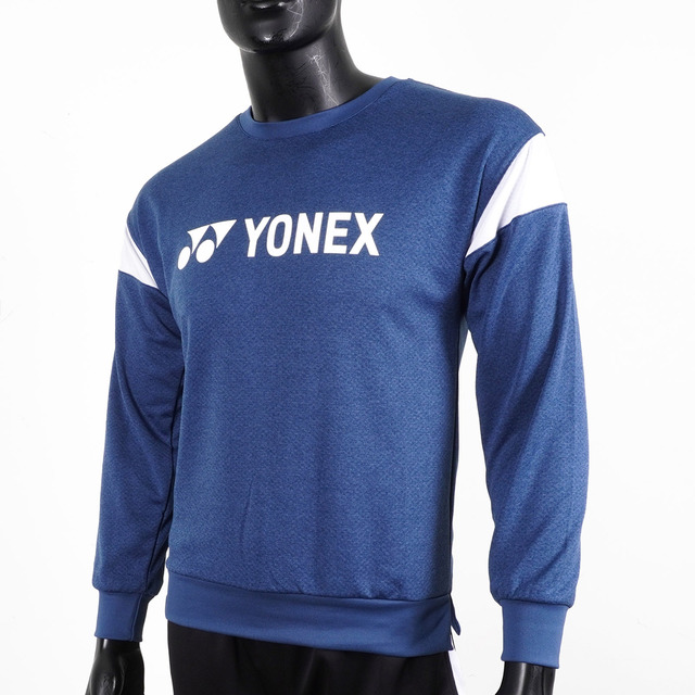 Yonex [11582TR169 男 長袖 上衣 大學T 運動 羽球 休閒 圓領 柔軟 舒適 靛藍