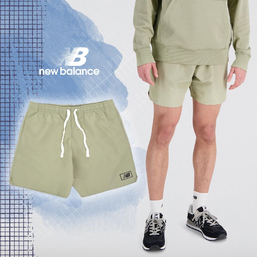 New Balance 紐巴倫 短褲 Essentials 綠 黑 男款 7吋 中腰 褲子 側開衩 運動 NB MS33513FUG