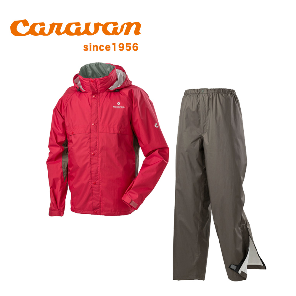 【 Caravan 】原廠貨 中性 日本製 兩件式雨衣/防水/登山/健行/旅遊 紅(6275500)