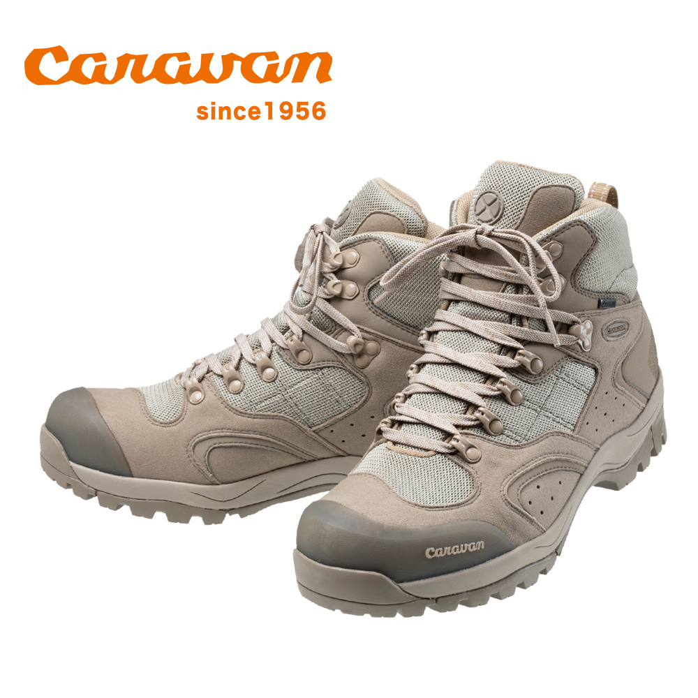 【 Caravan】日本製 原廠貨 中性 中筒防水 3E寬楦/登山鞋/郊山鞋/旅行 沙褐色(C1 02S)