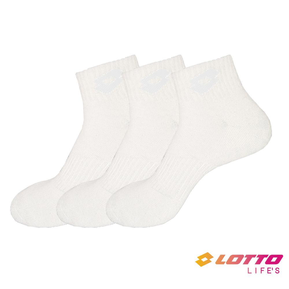 【LOTTO 】立體緩震減壓襪24-27cm(白-3入組)
