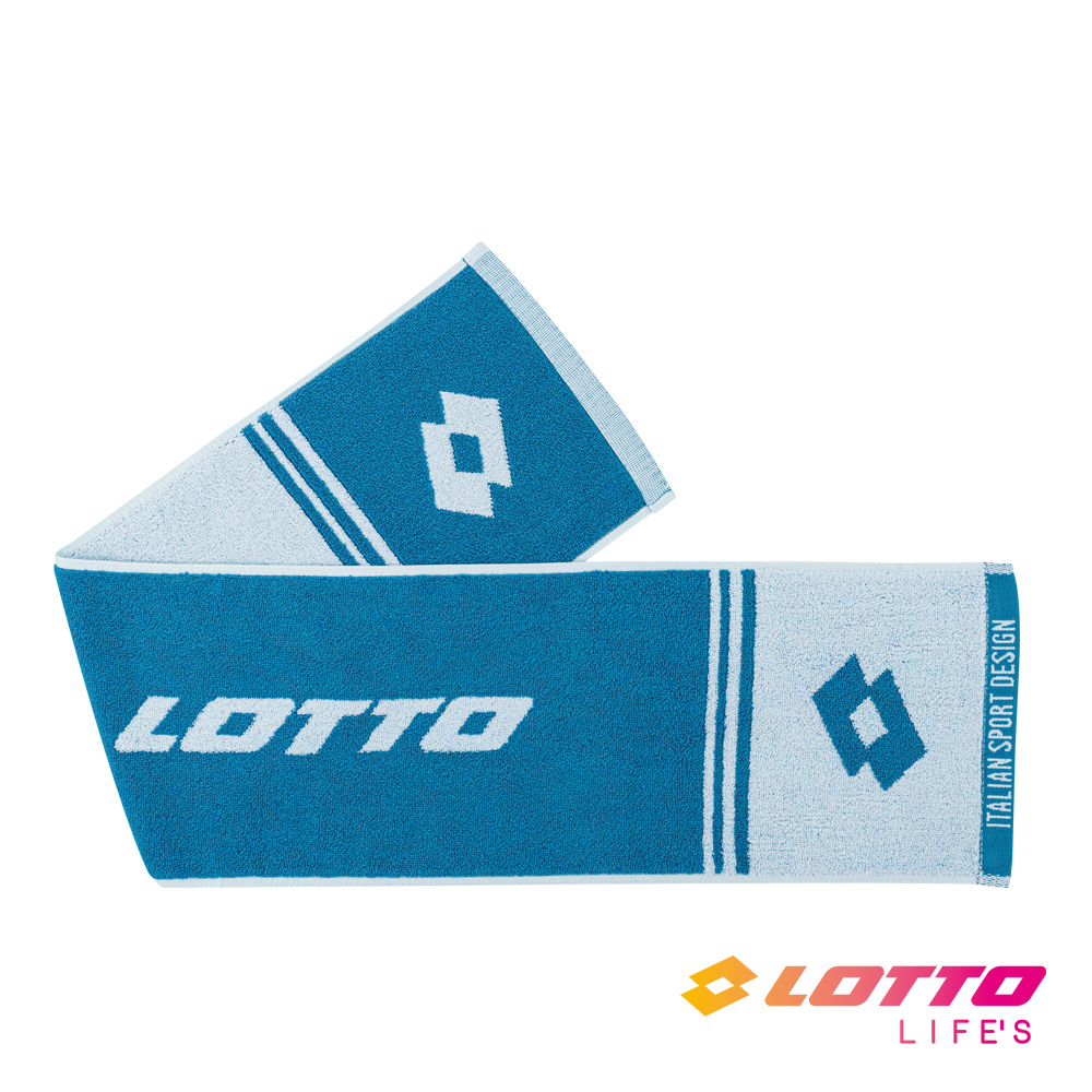 【LOTTO 義大利】織紋運動毛巾(藍)