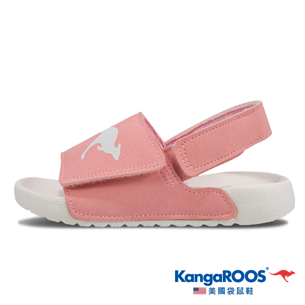 【KangaROOS 美國袋鼠鞋】兒童涼拖鞋 SUNNY 一片式 後帶可調 輕量 休閒涼鞋(粉-KK21033)