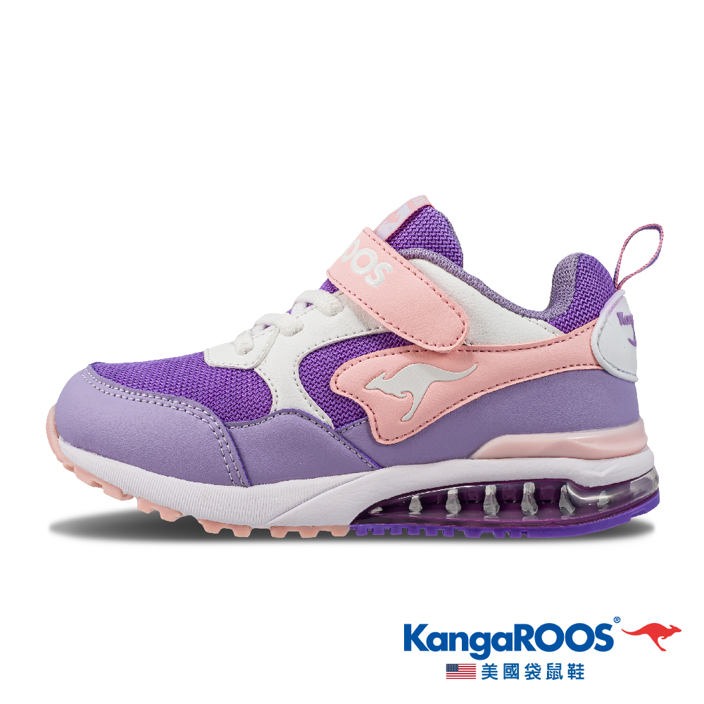 【KangaROOS 美國袋鼠鞋】童鞋 MEGA RUN 超輕量 氣墊慢跑鞋(粉紫-KK21467)