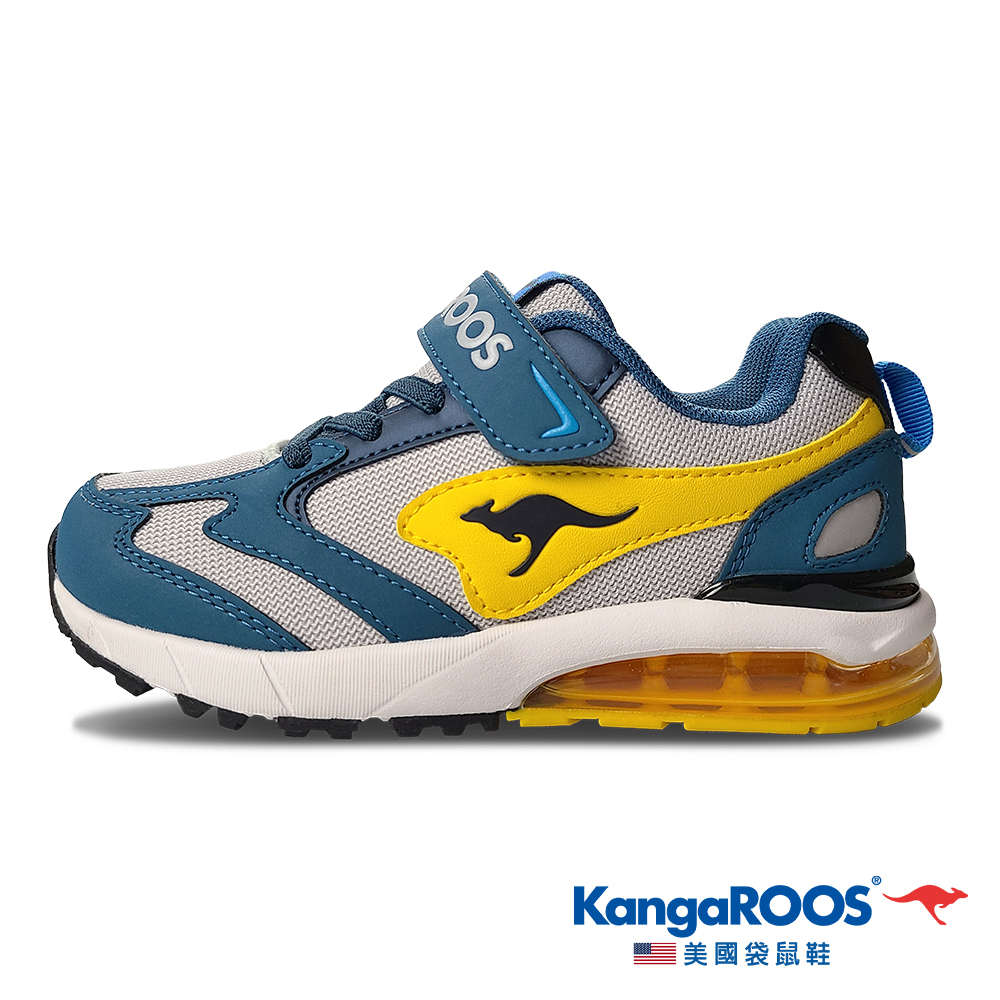 【KangaROOS 美國袋鼠鞋】 童鞋 CAPSULE 機能運動 太空氣墊跑鞋 (藏青/黃-KK31956)