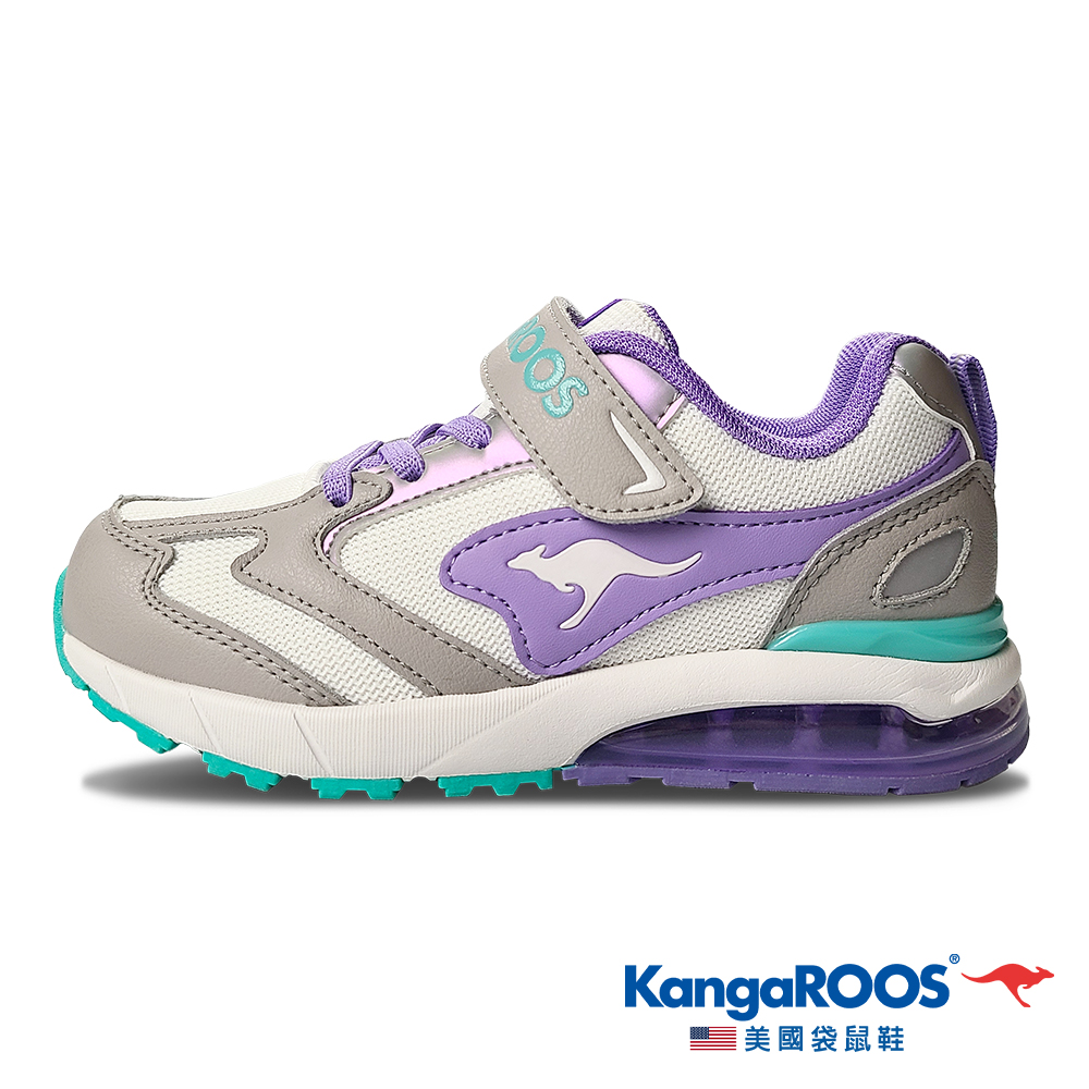【KangaROOS 美國袋鼠鞋】 童鞋 CAPSULE 機能運動 太空氣墊跑鞋 (灰/紫-KK31957)