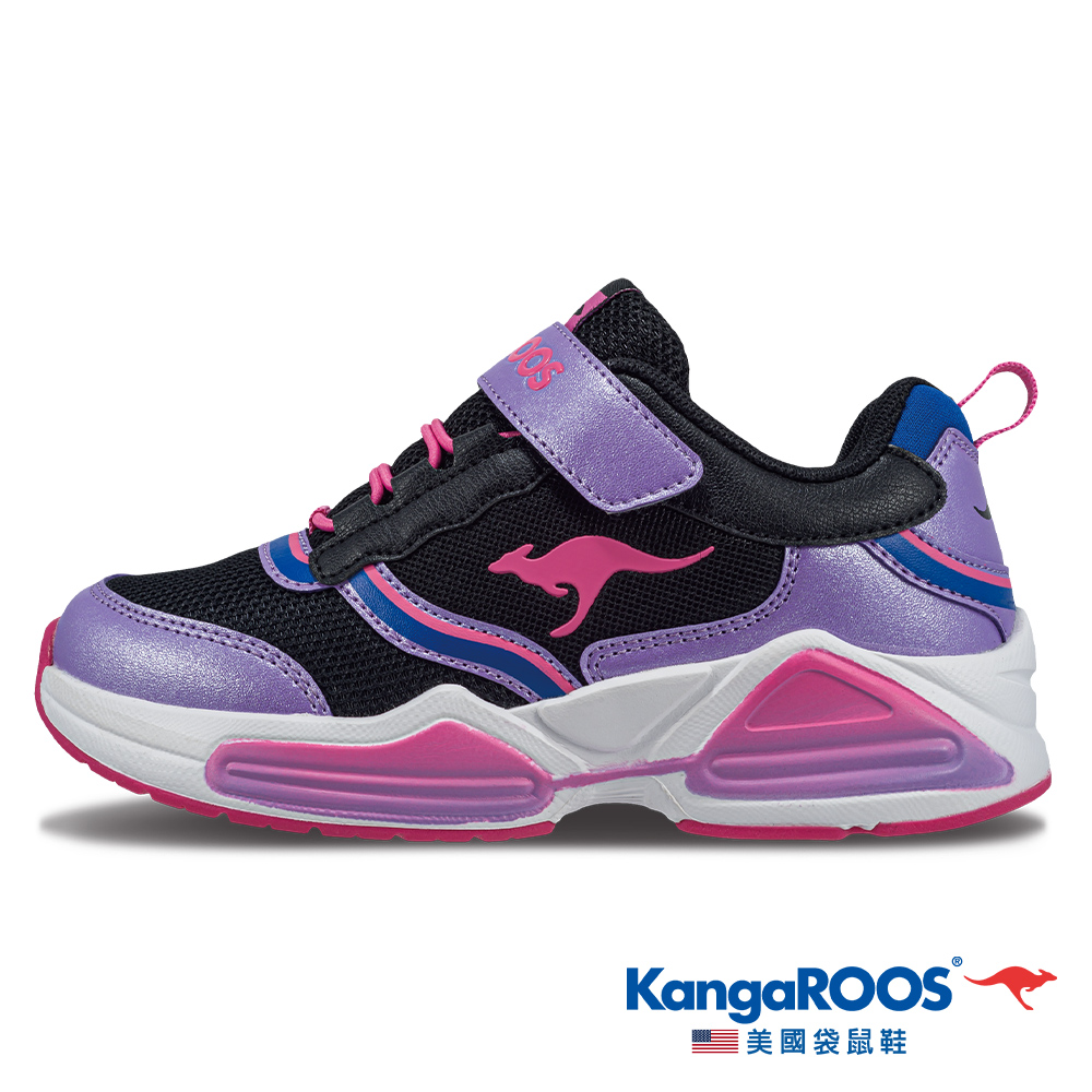 【KangaROOS 美國袋鼠鞋】童鞋 K-BOUNCE 漸層系機能童鞋 避震緩衝(黑/紫-KK32367)