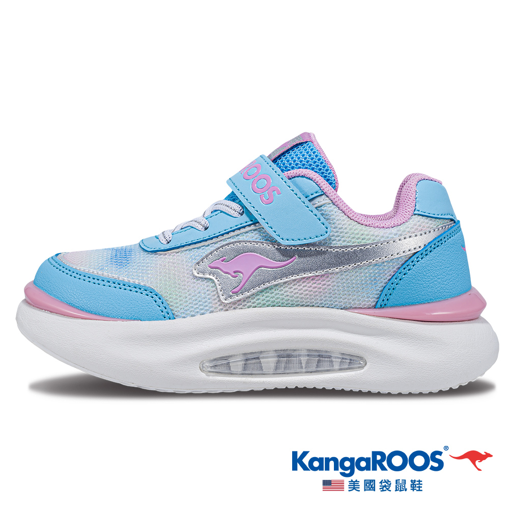 【KangaROOS 美國袋鼠鞋】童 BREAK 美式厚底貝果童鞋 暈染撞色 穩定支撐(藍-KK41515)