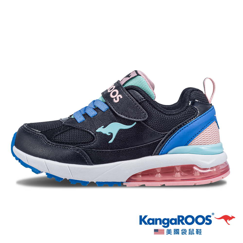 【KangaROOS 美國袋鼠鞋】童鞋 K-RIDER 2 防潑水氣墊童鞋 緩衝透氣 穩定支撐(黑/藍/粉-KK41301)