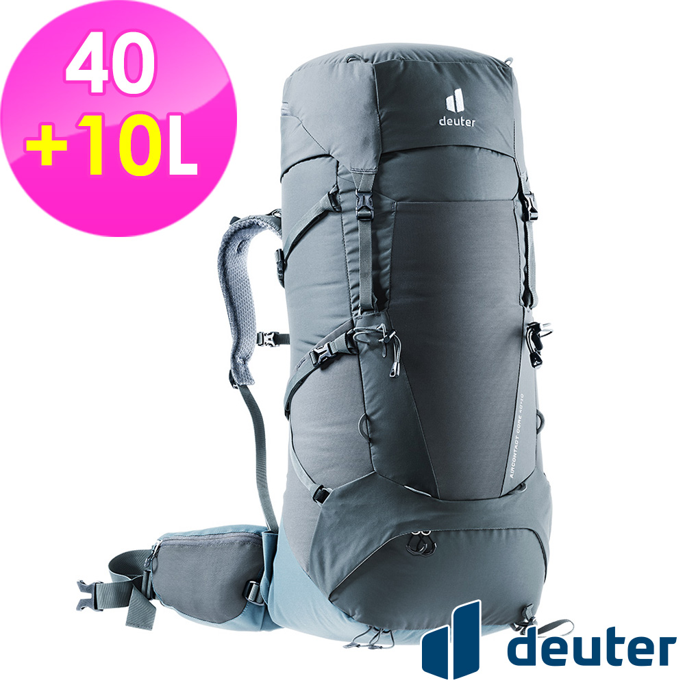 【德國deuter】AIRCONTACT CORE拔熱式透氣背包40+10L (3350122 黑/水藍/登山/健行)
