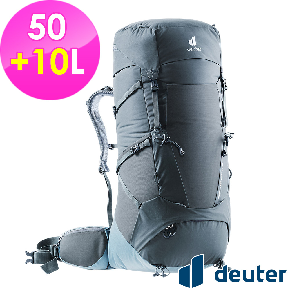 【德國deuter】AIRCONTACT CORE拔熱式透氣背包50+10L (3350322 黑/水藍/登山/健行)