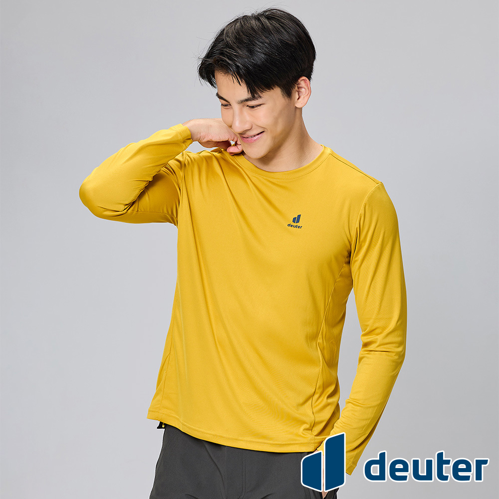 【德國deuter】男款DEUTER長袖T恤 (DE-T2403M 薑黃/排汗/透氣)