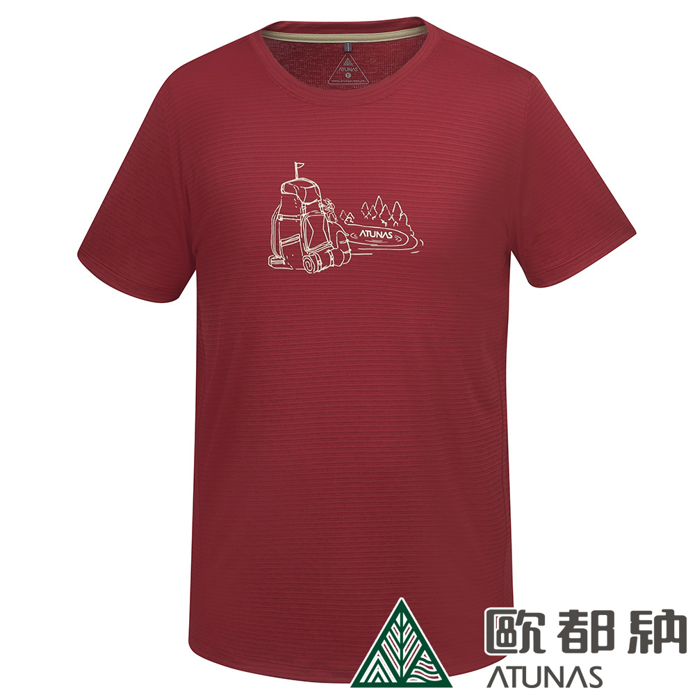 【ATUNAS 歐都納】男款排汗透氣短袖T恤 (A8TS2414M 紅/吸濕排汗/透氣/防曬)