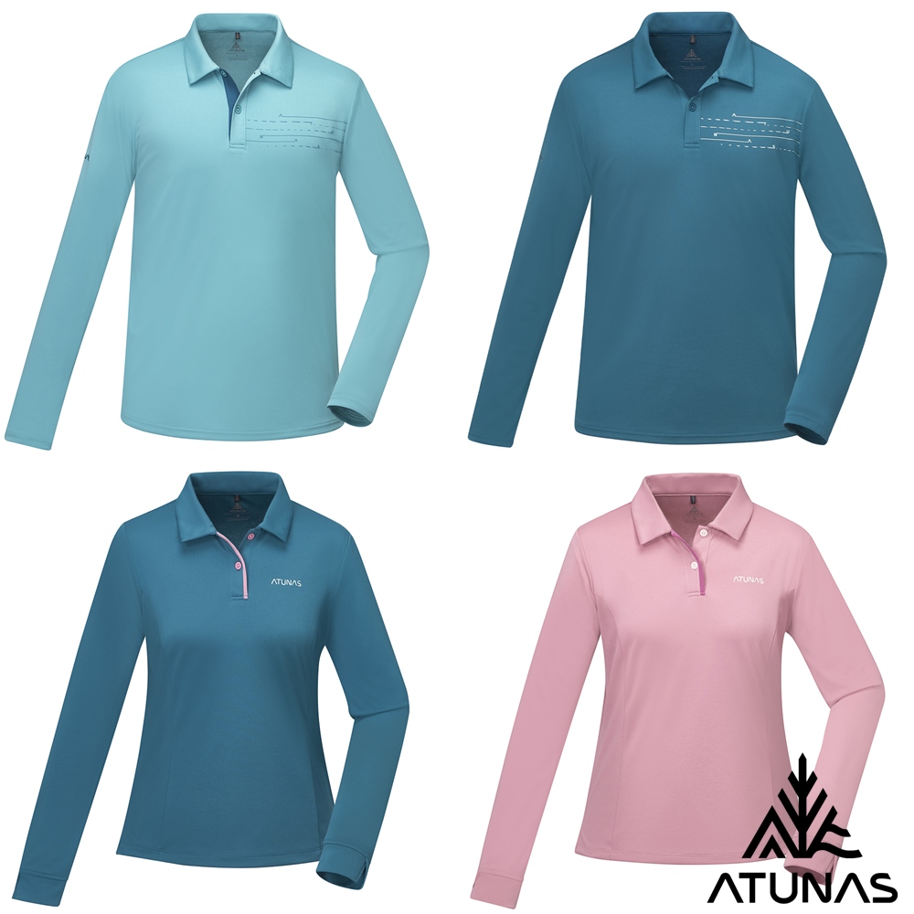 【ATUNAS 歐都納】男女款長袖排汗抗菌POLO衫A6PS2517M/A6PS2518W