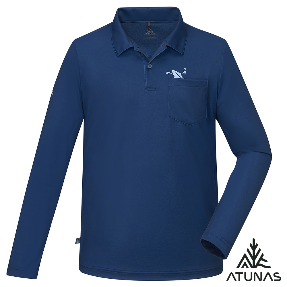 【ATUNAS 歐都納】 50週年限定 男款長袖排汗抗菌POLO衫A6PS2525M深藍