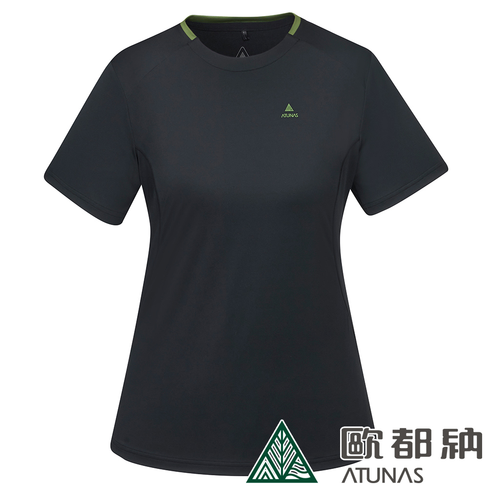 【ATUNAS 歐都納】女款POLARTEC POWER STRETCH短袖T恤 (A1TS2302W 黑/抗UV/彈性/排汗/快乾)