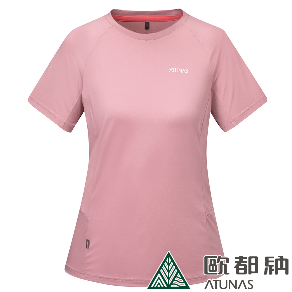 【ATUNAS 歐都納】女款POLARTEC POWER STRETCH短袖T恤 (A2TS2322W 玫瑰粉/抗UV/彈性/排汗/快乾)