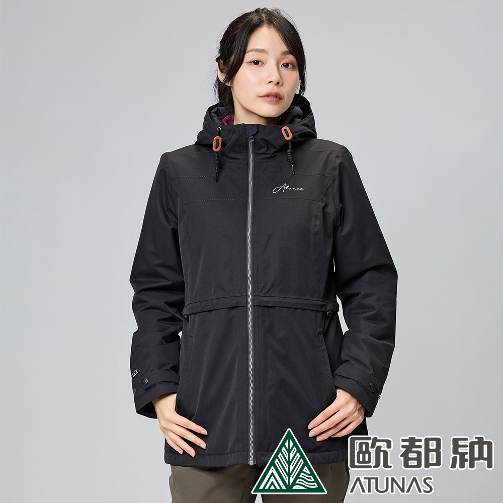 【ATUNAS 歐都納】女款GORE-TEX都會休閒單件式石墨烯刷毛外套 (A2GT2305W 黑/保暖/防水/防風/透氣)