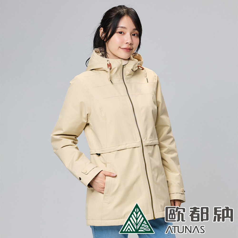 【ATUNAS 歐都納】女款GORE-TEX都會休閒單件式石墨烯刷毛外套(A2GT2305W 沙丘色/保暖/防水防風/透氣)