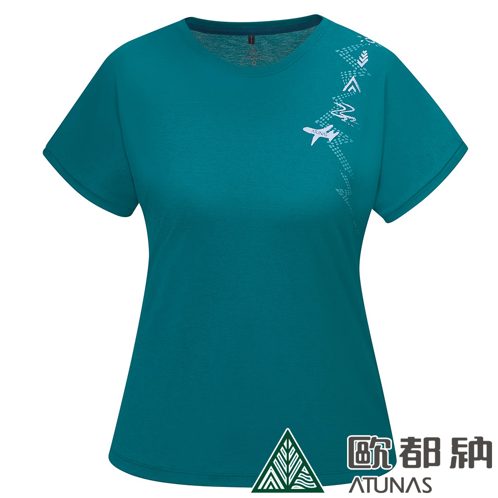 【ATUNAS 歐都納】女款排汗透氣短袖T恤 (A8TS2415W 森林綠/吸濕排汗/透氣/防曬)