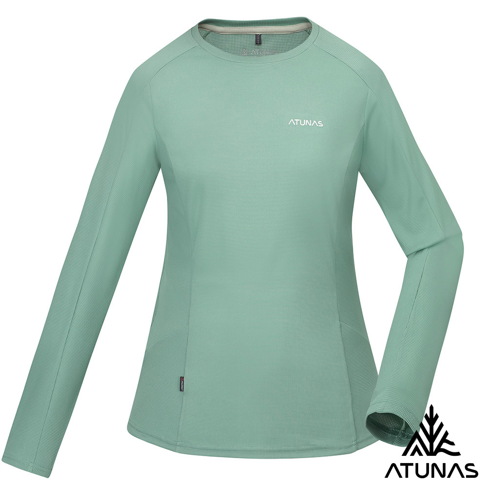【ATUNAS 歐都納】女款POLARTEC POWER DRY長袖T恤A1TSGZ02W霧綠