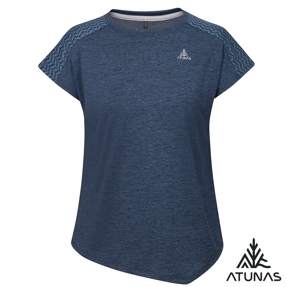 【ATUNAS 歐都納】女循環酷涼節能抑菌短袖T恤A1TS2512WC麻花靛藍