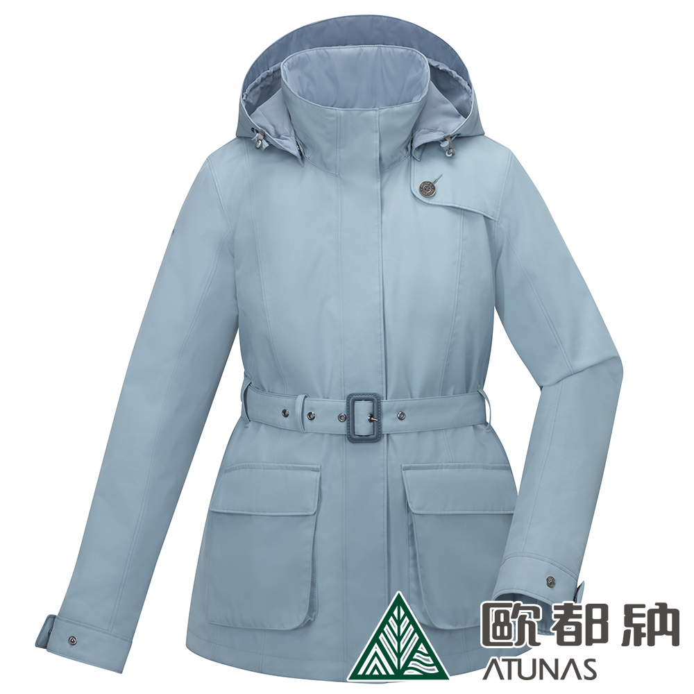 【ATUNAS 歐都納】女款樂遊戶外2L GORE-TEX+羽絨兩件式外套A1GT2503W霧藍