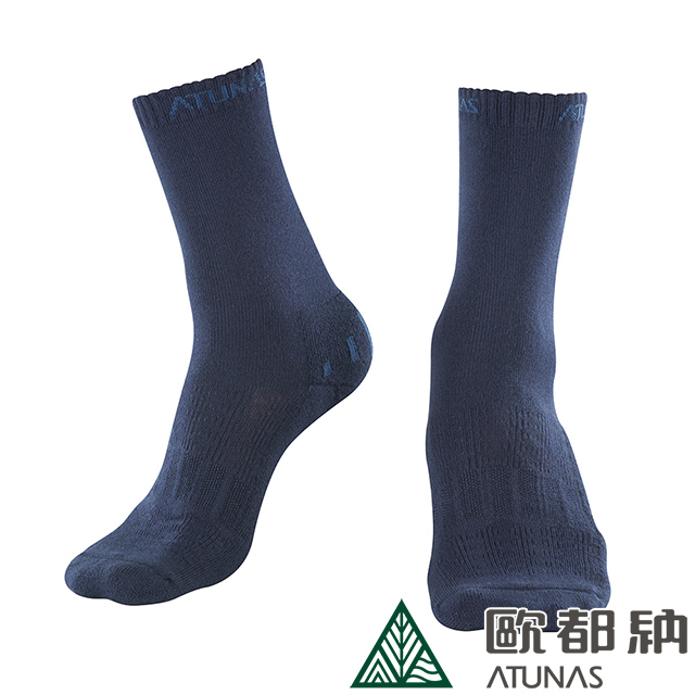 【ATUNAS 歐都納】運動休閒COOLPLUS抗菌中筒襪(A1ASAA02深藍/透氣排汗/保護/舒適)