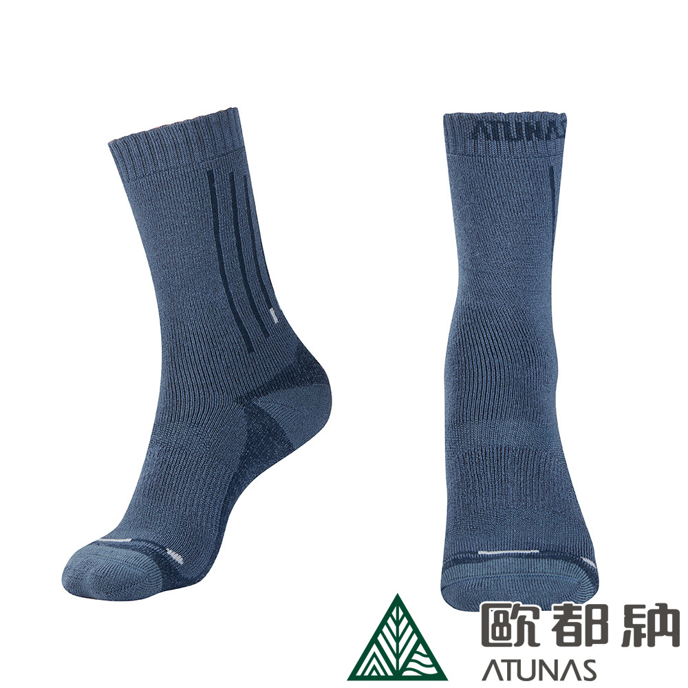 【ATUNAS 歐都納】中筒羊毛登山襪 (A1ASCC02N 藍紫/抗菌/保暖/舒適/美麗諾羊毛)