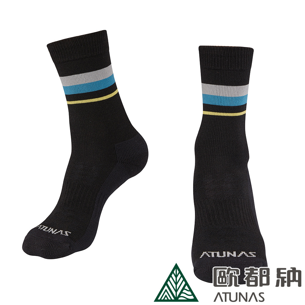 【ATUNAS 歐都納】中筒厚底羊毛襪 (A1ASDD02N 黑/抗菌/保暖/舒適)