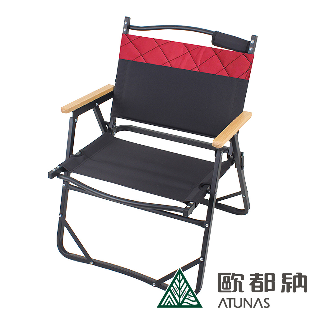 【ATUNAS 歐都納】輕量靠背折疊休閒椅 (A2CDCC09 黑/紅菱格/免組裝/便攜)
